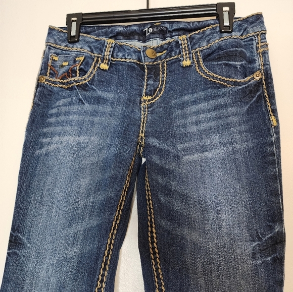 ZCO Womens Bootcut Jeans Thick Stitched Back Pocket Mid Rise Distressed Bohemian - Picture 2 of 13